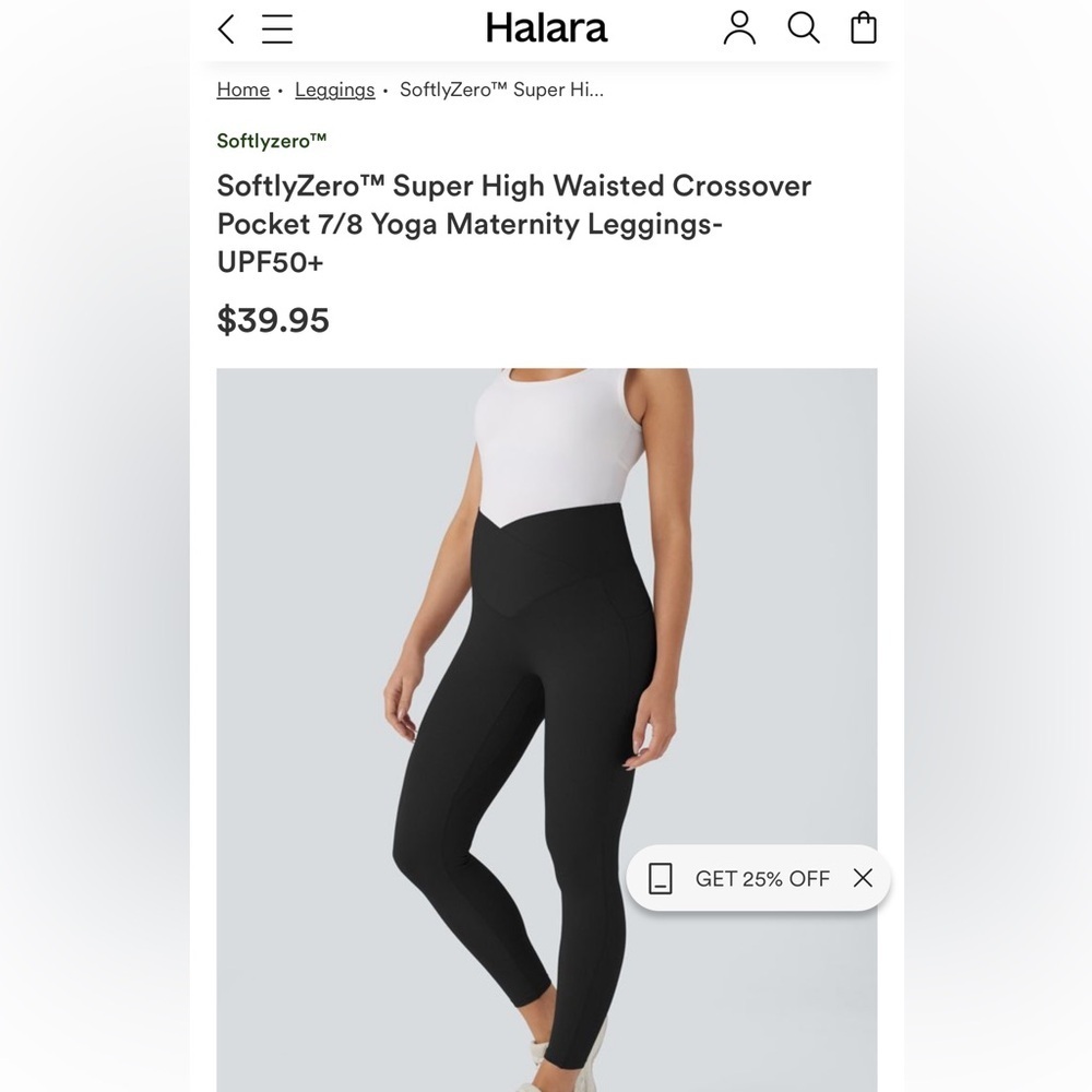 Halara Leggings Black Maternity High Waisted Crossover MSRP $40 - Picture 1 of 4